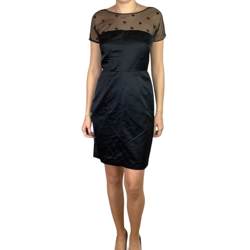 VERA WANG LAVENDER LABEL SILK TULLE SHEER BEADING DRESS